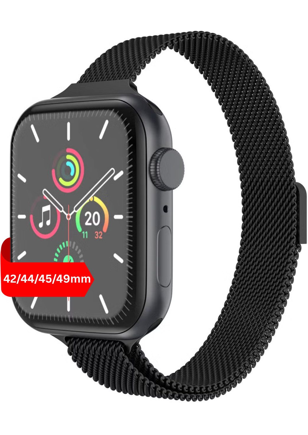 S&T Design Smartwatch-Armband Armband für Apple Watch Edelstahl Magnetisch Mesh Milanaise Dünn, Kompatibel mit Apple Watch 38 / 40 / 41/ 42 / 44 / 45 / 46 / 49 Dünn