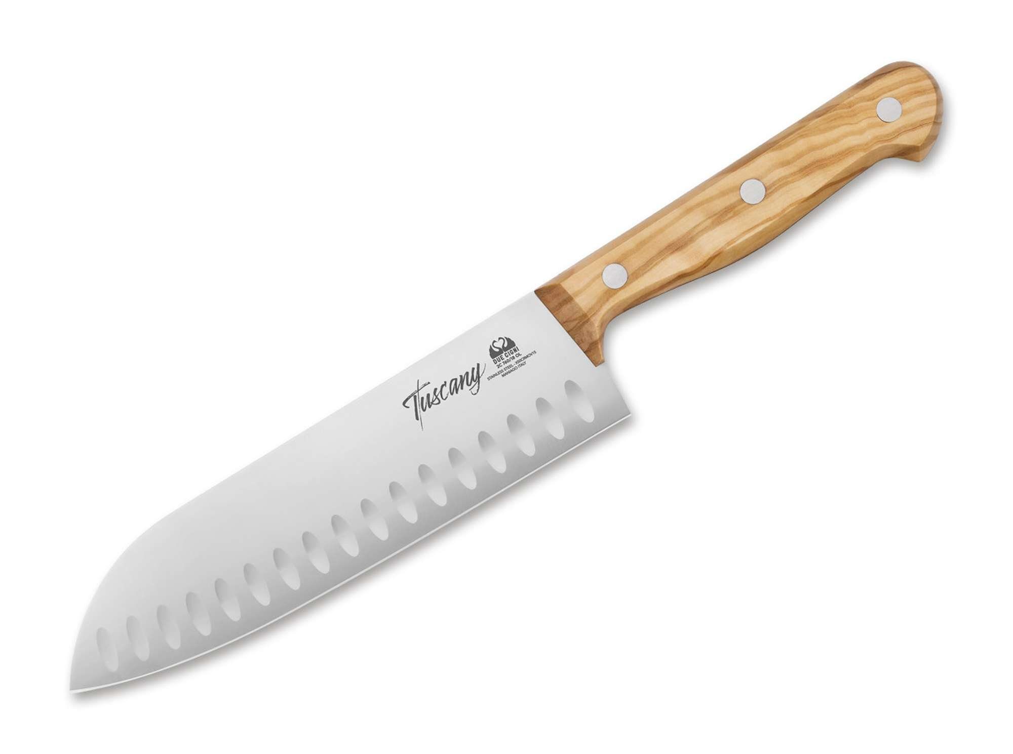 Due Cigni Santokumesser Due Cigni Tuscany Kochmesser Santoku Olive, Vielseitiges Allzweckmesser im japanischen Santoku-Stil