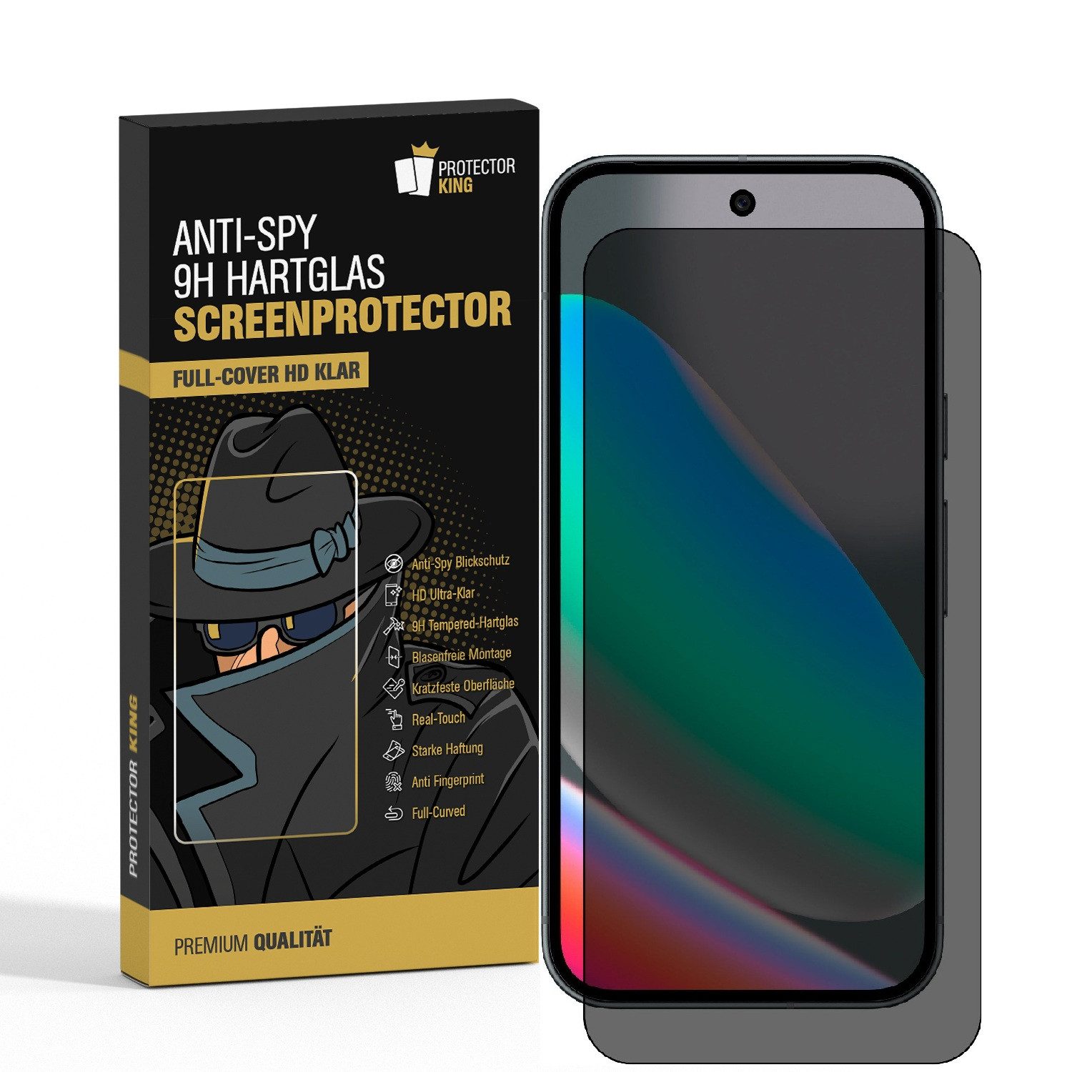 Protectorking Displayschutzfolie Blickschutz 9H Panzerglas Full-Screen Protector Anti-Spy Sichtschutz für Google Pixel 10 Pro, 3 Stück, Displayschutz, gegen Stöße, Kratzer, Schmutz und Abnutzung