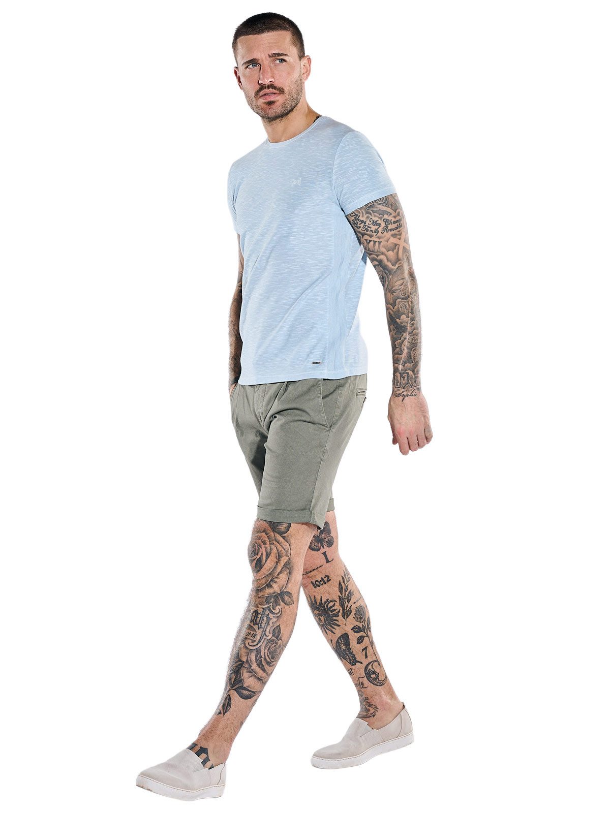 emilio adani T-Shirt Herren Rundhals T-Shirt, Hellblau