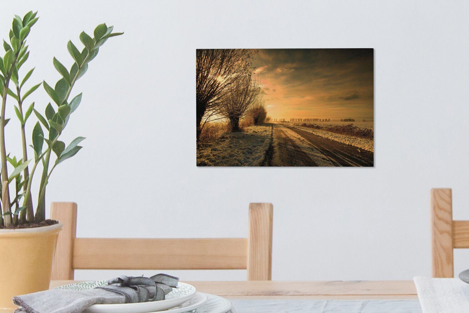 Leinwandbilder, Friesland Wanddeko, - - Winter, (1 Leinwandbild cm Wandbild 30x20 Dokkum St), Aufhängefertig, OneMillionCanvasses®