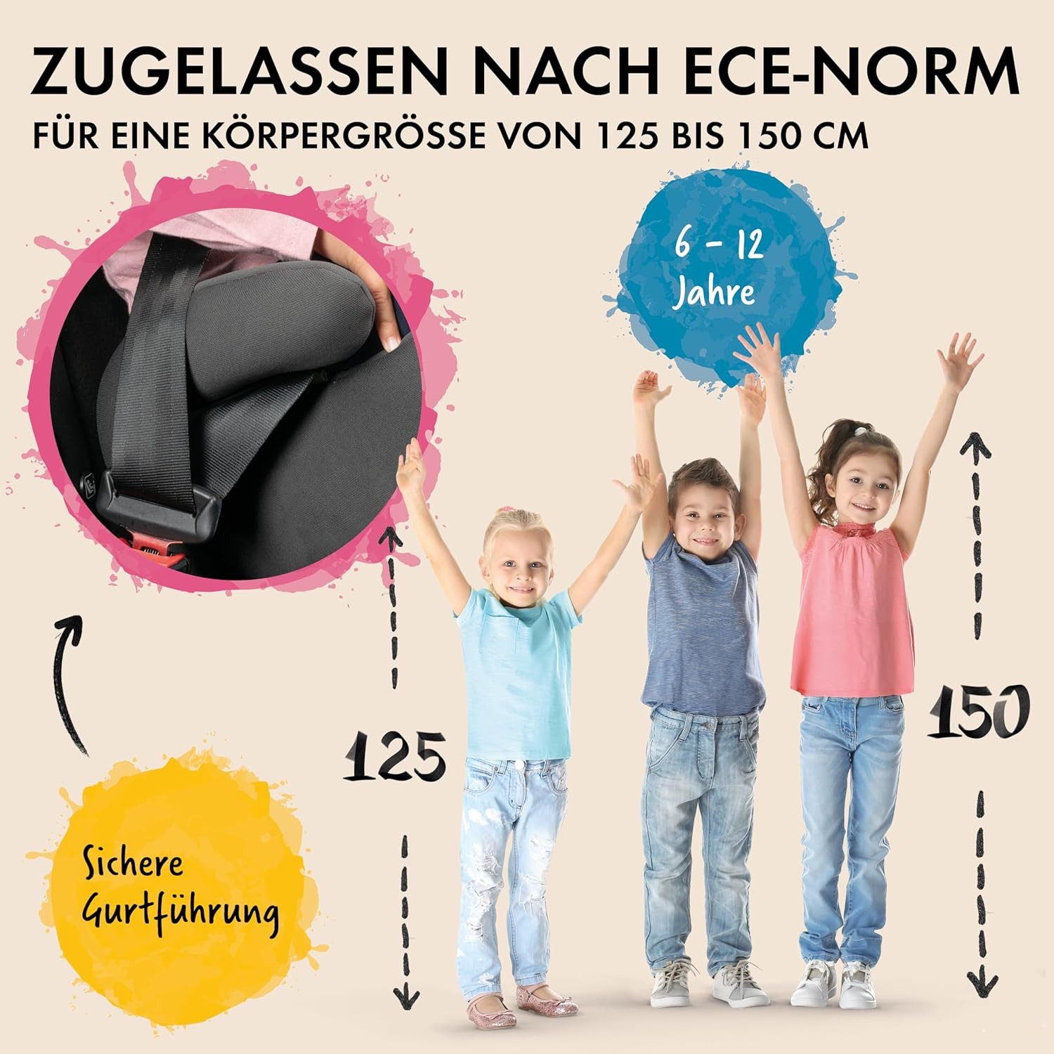WALSER Autokindersitz WALSER Kindersitzerhöhung Andy ISOFIX Hartschale ab 4-10 Jahre, ab: 4 Jahre, bis: 10 Jahre, (1 Stück, 1-tlg) – Bild 4 von 5