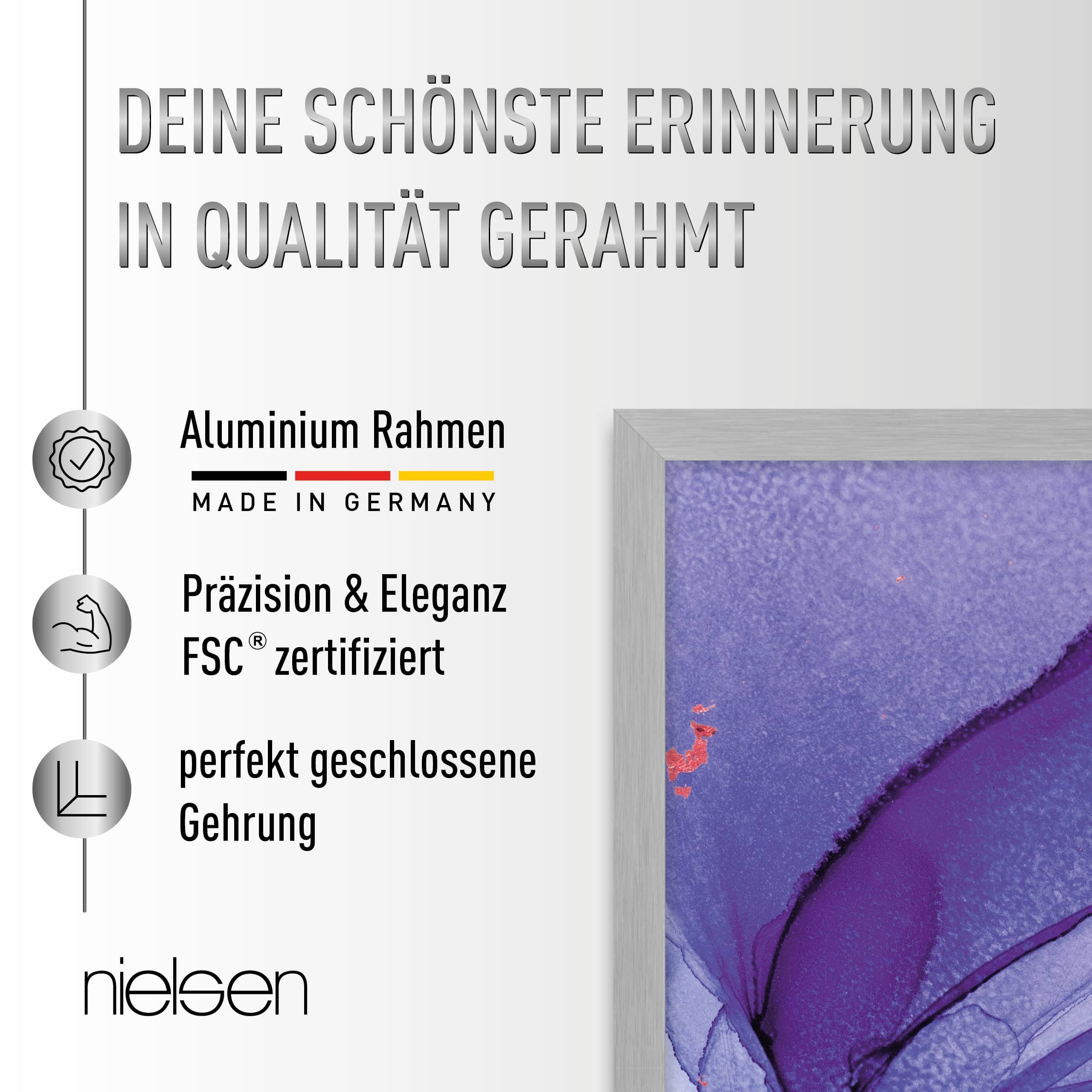 nielsen Bilderrahmen Aluminium Bilderrahmen C2 mit Echtglas, (1 St)
