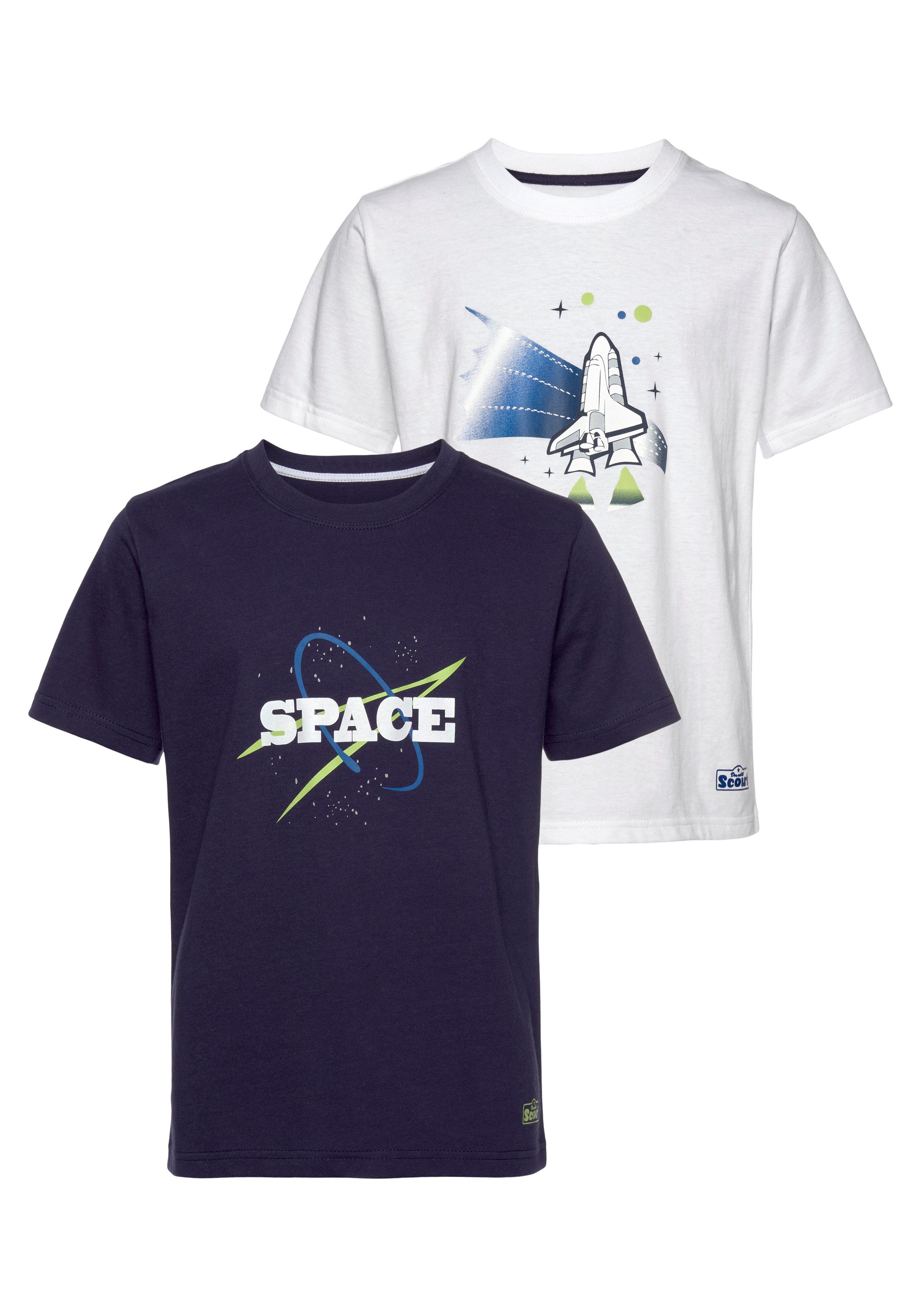 T-Shirt (Packung, Scout Bio-Baumwolle aus SPACE 2er-Pack)