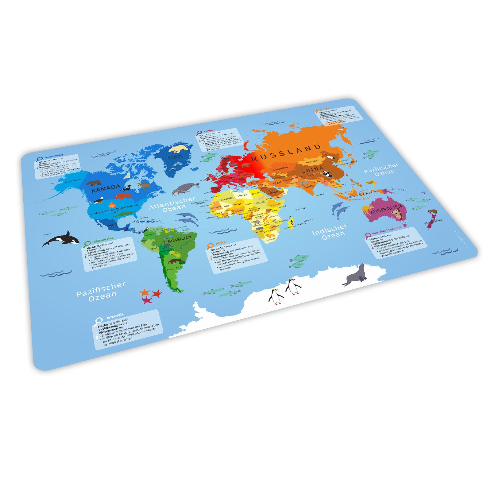 nikima Platzset stabiles Vinyl Tischset - Weltkarte Kinder Platzset abwaschbar, (1-St)