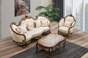 Casa Padrino Couchtisch Luxus Barock Couchtisch Braun / Schwarz / Gold - Handgefertigter Massivholz Wohnzimmertisch - Prunkvolle Massivholz Möbel im Barockstil