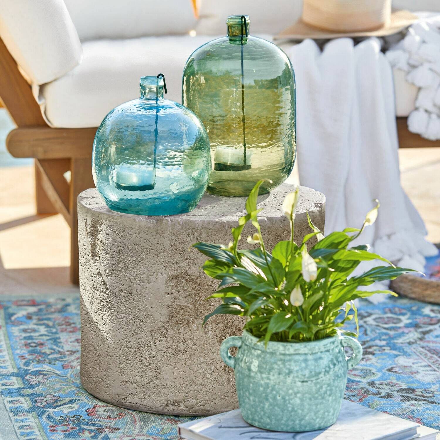 Mirabeau Windlicht Windlicht 2er Set Michel grün/blau (2er Set, 2er Set)