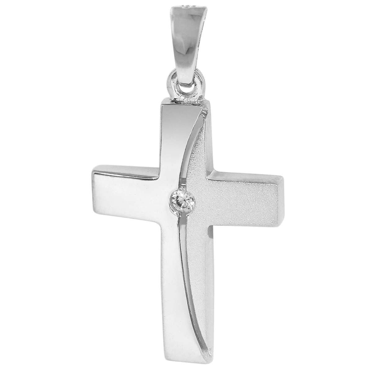 trendor Kreuzanhänger 21553, Kreuz Anhänger 925 Silber mit Zirkonia 21x15 mm