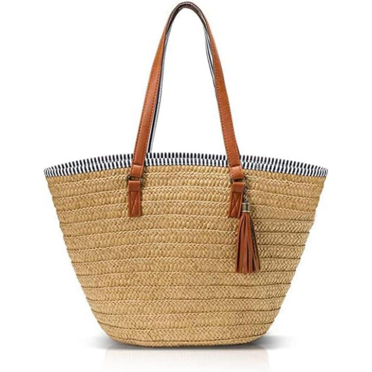 LuxusKollektion Strandtasche Stroh Handtasche Damen Sommer Tasche Umhängetasche Boho Stil Strand