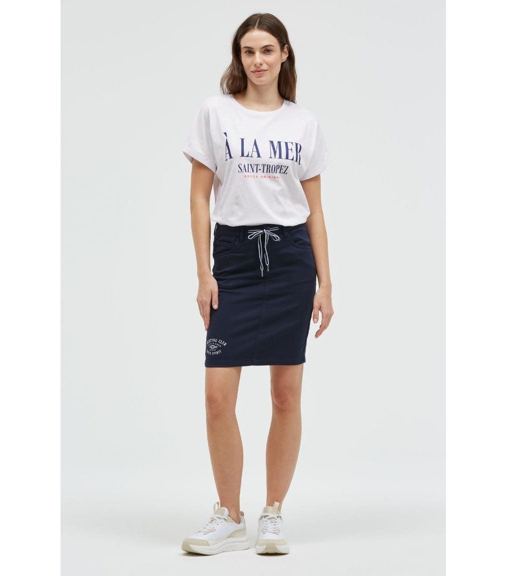 SOCCX Jeansrock Kurzer Jeansrock AN:NE mit Print 5-Pocket-Style