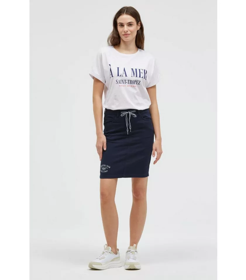 SOCCX Jeansrock Kurzer Jeansrock AN:NE mit Print 5-Pocket-Style