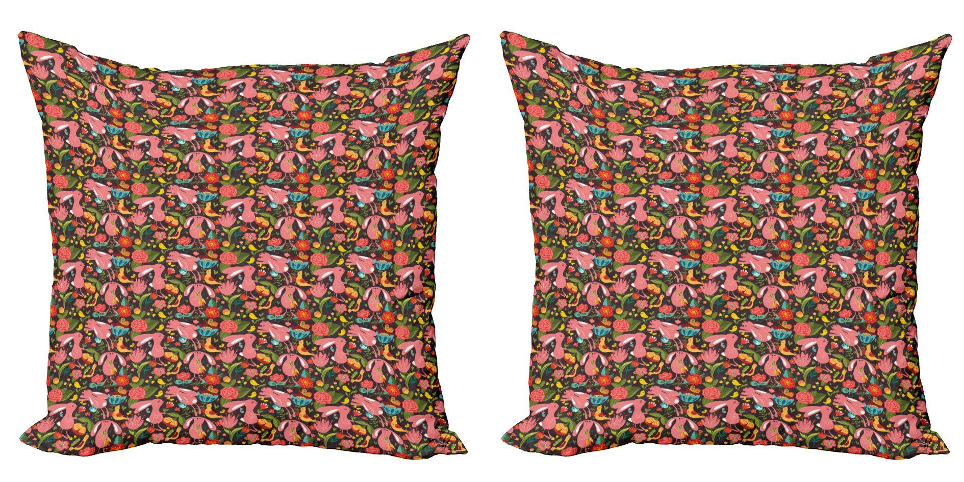 Kissenbezüge Modern Accent Doppelseitiger Digitaldruck, Stück), (2 Kaninchen Kindergarten Blumen und Abakuhaus