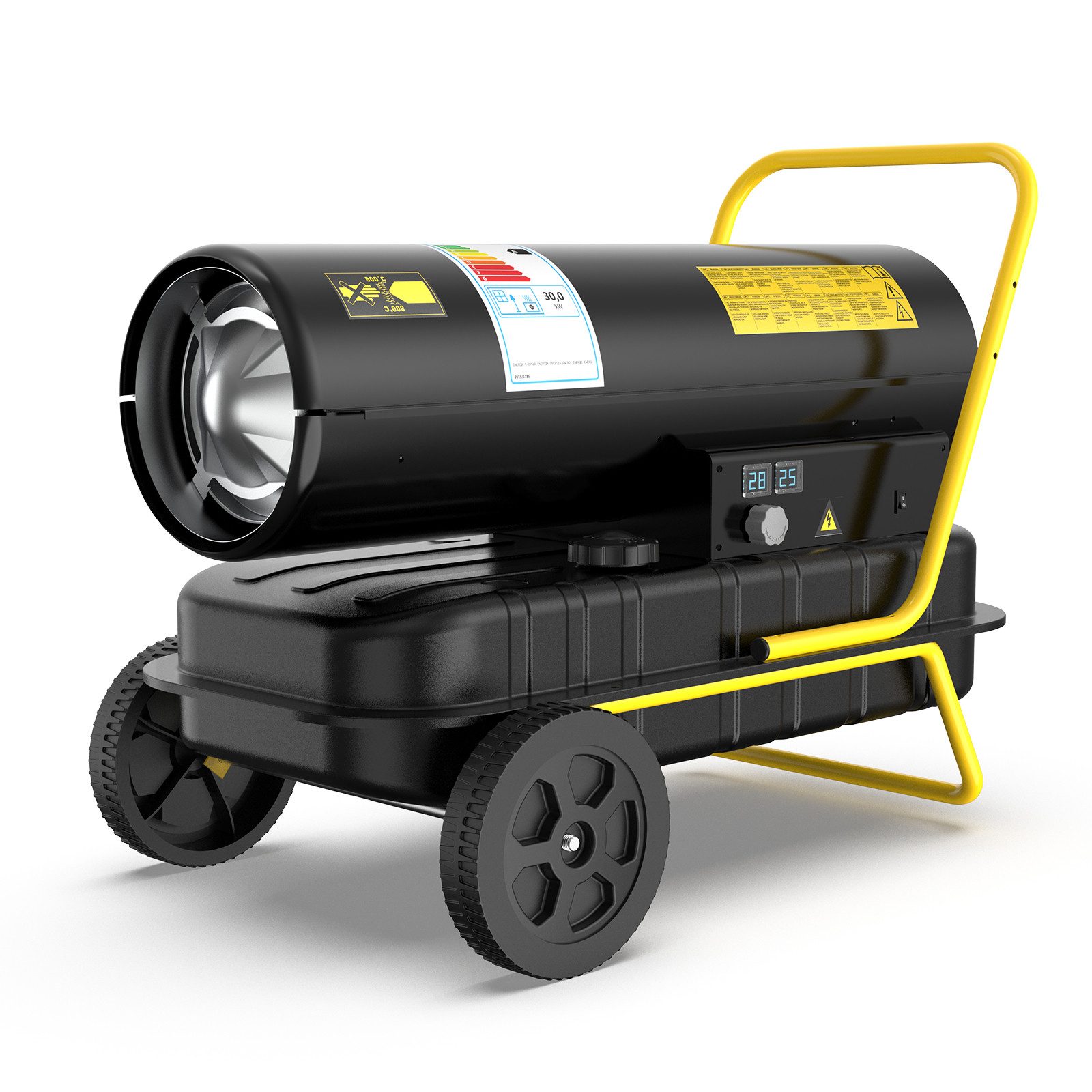 DAHTEC Heißluftgebläse Heizkanone Diesel Bautrockner, Großtank Bauheizer, 30000 in W, (1-tlg), 750m³/h Heizgebläse mit Thermostat