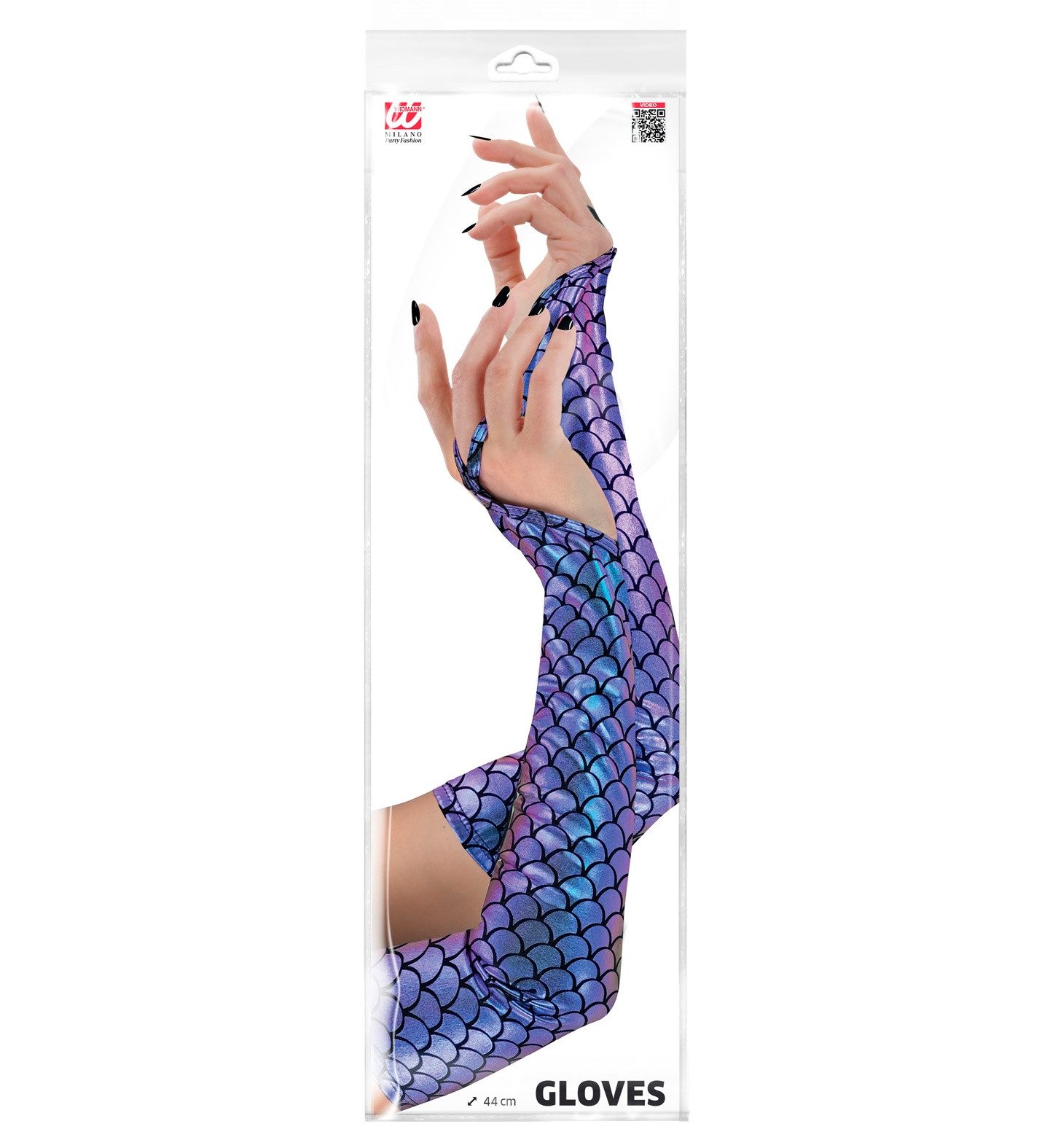 Widmann S.r.l. Kostüm Meerjungfrau Handschuhe, Blau Schillernd