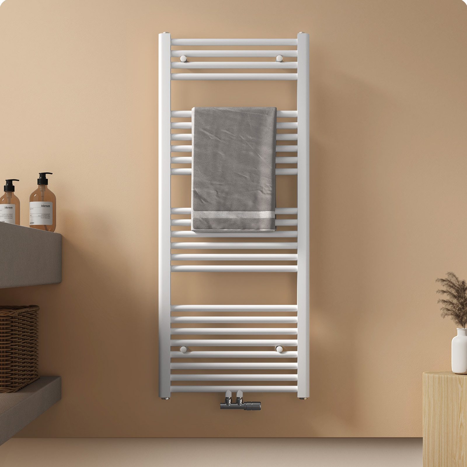 EMKE Badheizkörper Handtuchtrockner Handtuchwärmer Mittelanschluss, Weiß Ba günstig online kaufen