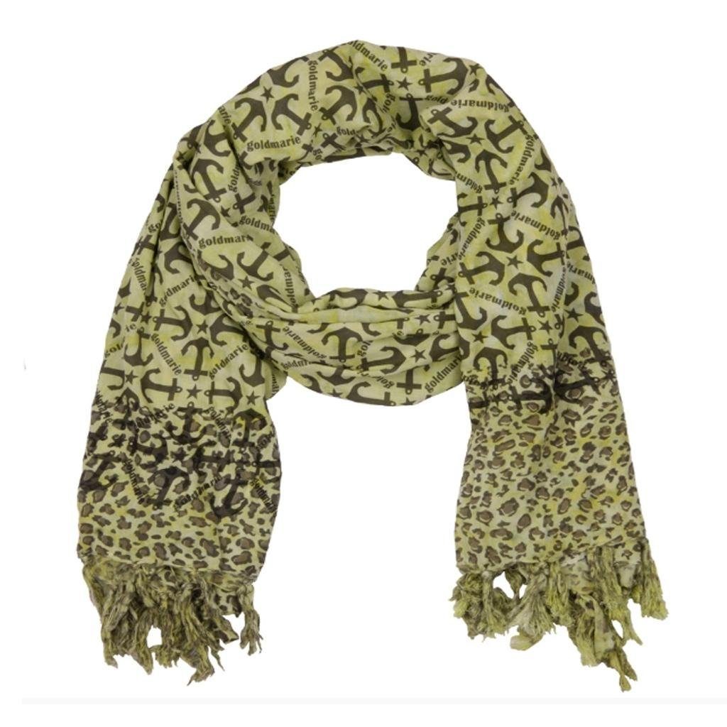 goldmarie Halstuch ANKER mit Leo Muster Tuch limette-olive, Viskose