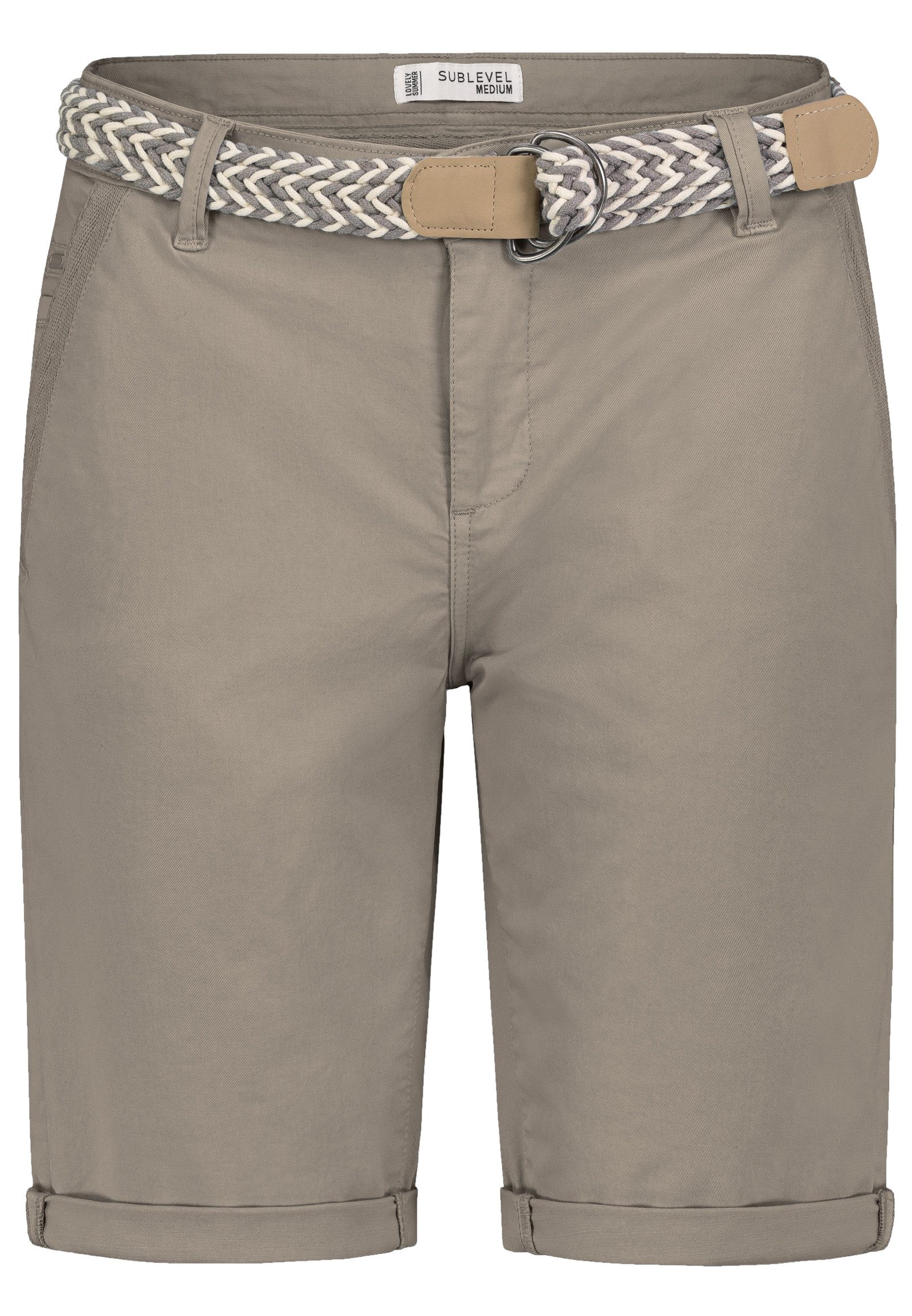 SUBLEVEL Bermudas Damen Short Bermuda kurze Hose Sommer Chino Stoff Hose mit Gürtel – Bild 5 von 5