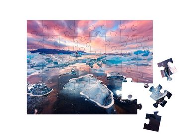 puzzleYOU Puzzle Eisberge in der Gletscherlagune Jokulsarlon, 48 Puzzleteile, puzzleYOU-Kollektionen Natur, Arktis, Eisberge, Polarmeer