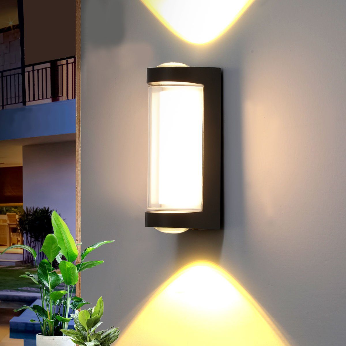 oyajia LED Wandleuchte LED Wandleuchte Außen, 12W Wandlampe UP-Down Spot  Leuchte, Warmweiß, LED fest integriert, Warmweiß, Außenwandleuchte aus  Aluminium, IP65 Gartenlampe für Wohnzimmer Schlafzimmer Treppenhaus Flur