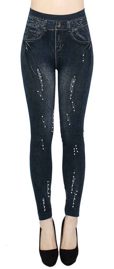 dy_mode Jeggings Damen Jeggings High Waist Leggings in Jeans Optik BequemJeansleggings mit elastischem Bund