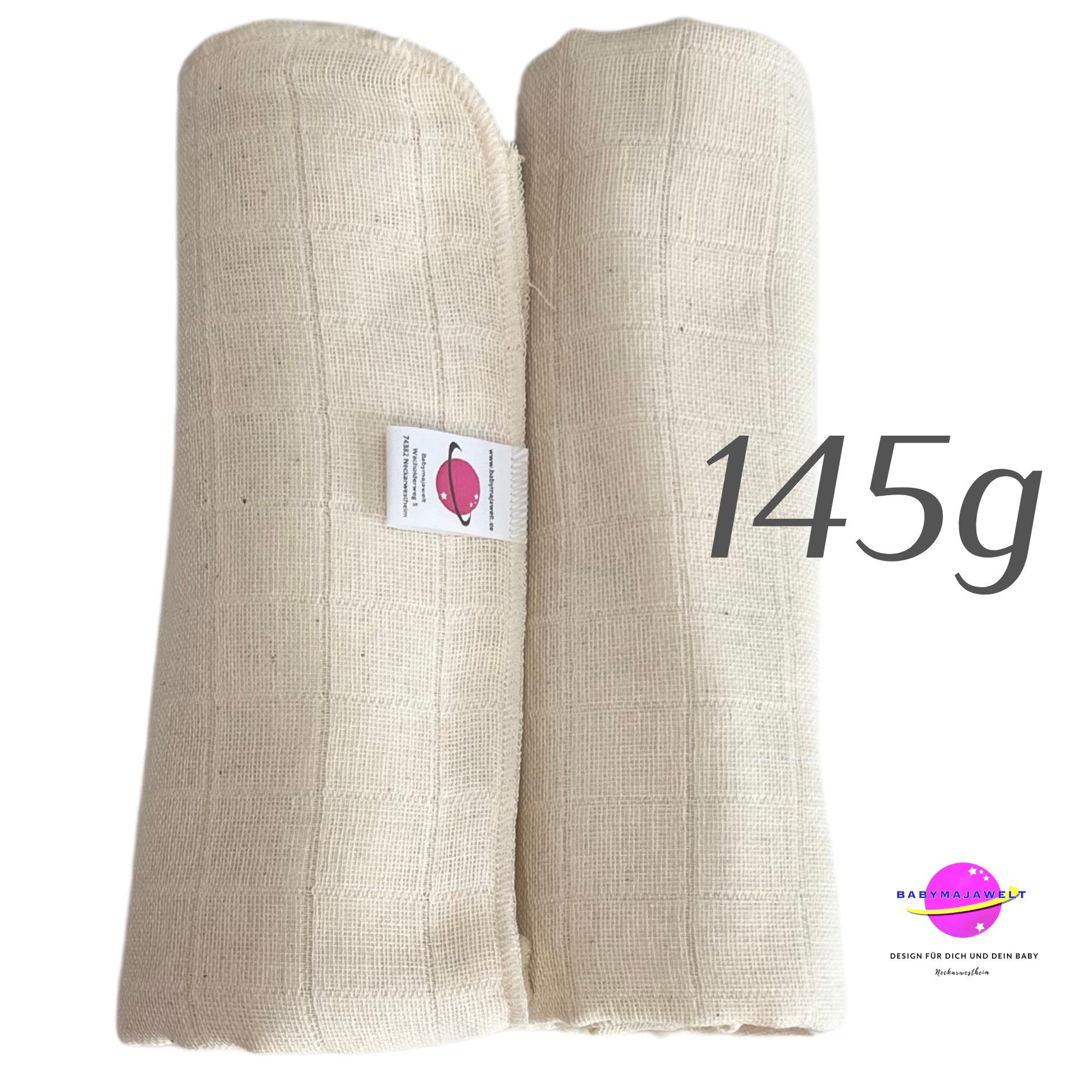 Babymajawelt Stoffwindeln Baby Mullwindeln Natur Faltwindeln Spucktuch / Premium 145g (Starter Set, 2-St), Made in EU, Saugstark, Premium Qualität, Natur Baumwolle
