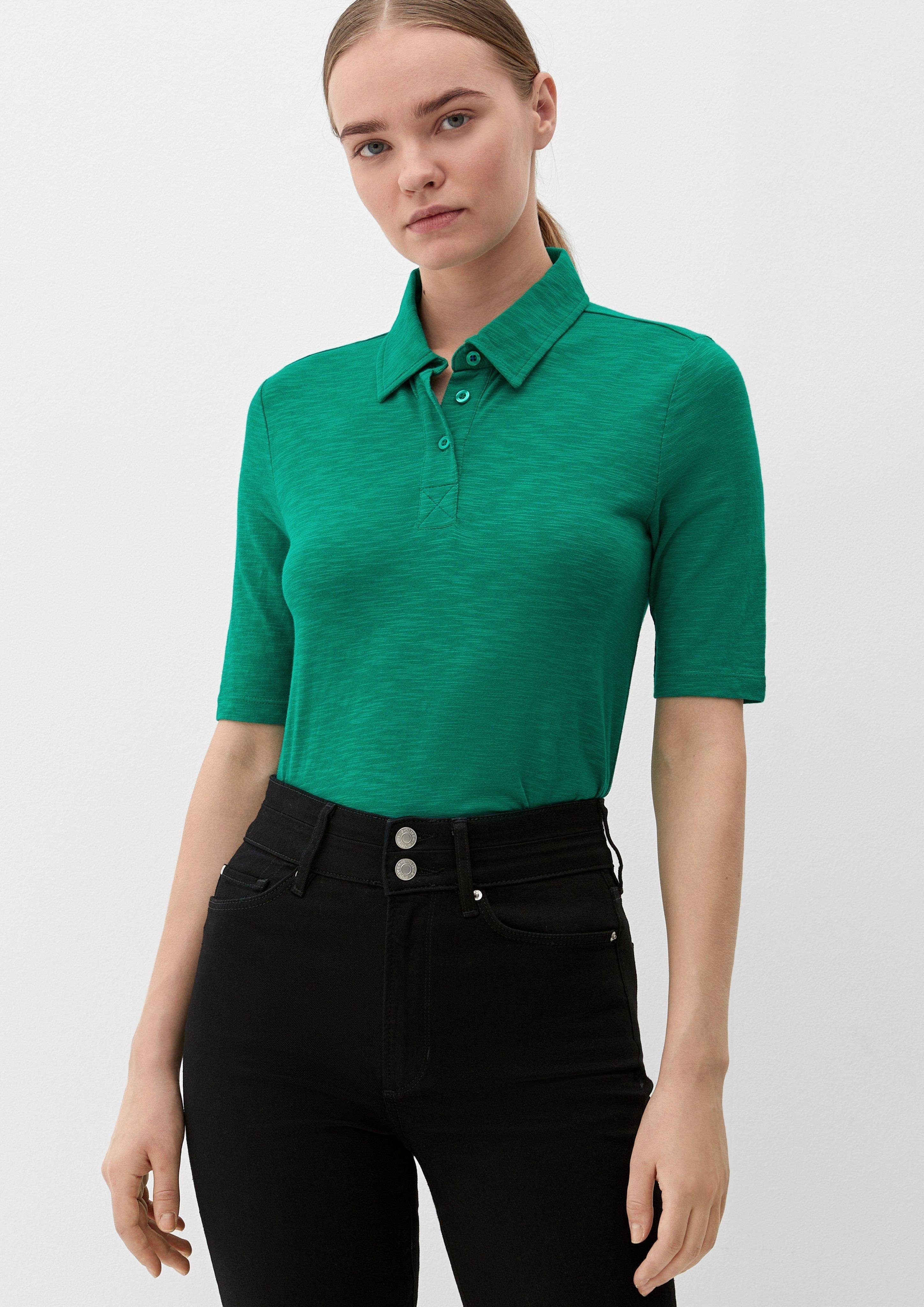 s.Oliver Kurzarmshirt Polo-Shirt aus Viskosemix smaragd