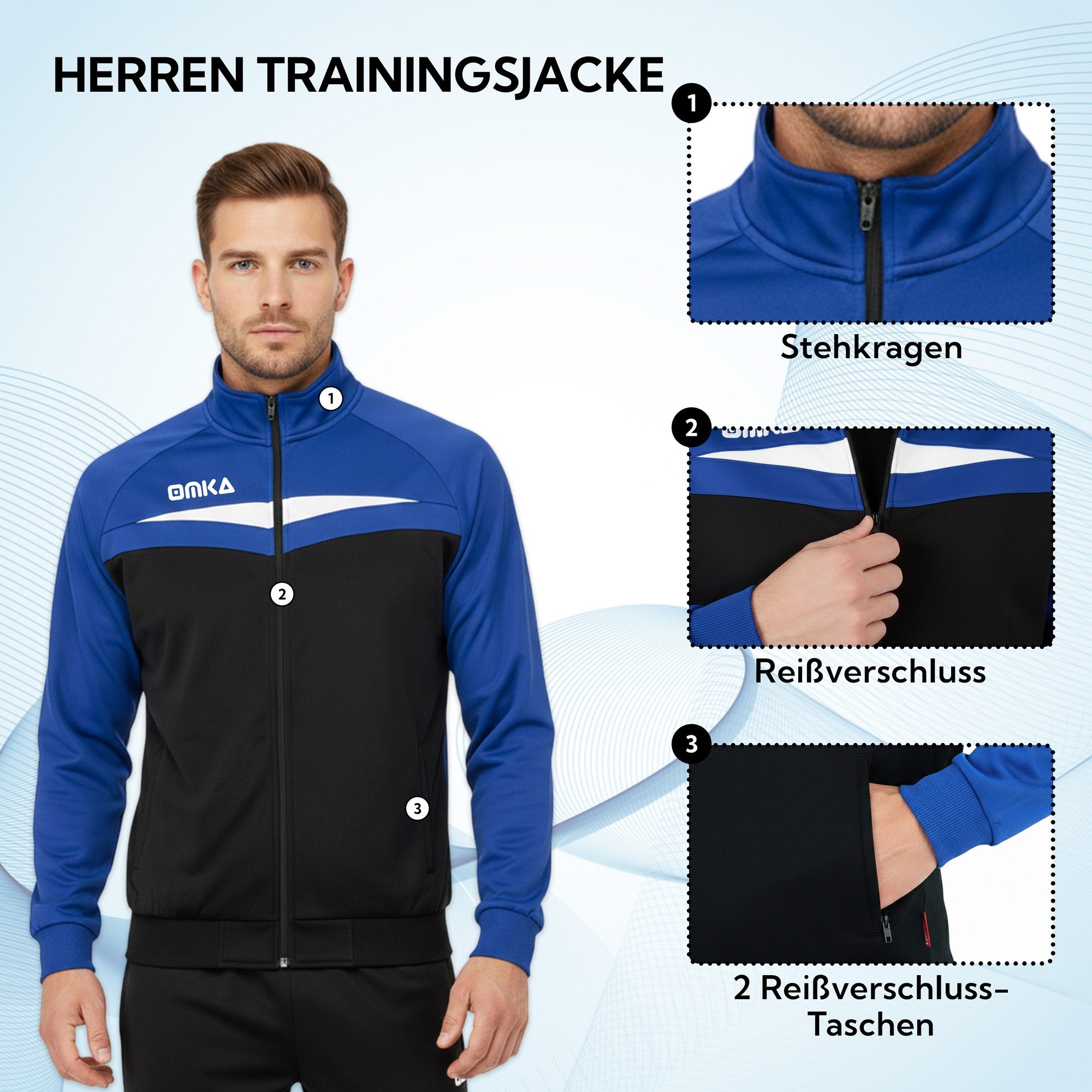 OMKA Trainingsjacke OK200J OMKA Optima Trainingsjacke Joggingjacke Sportjacke