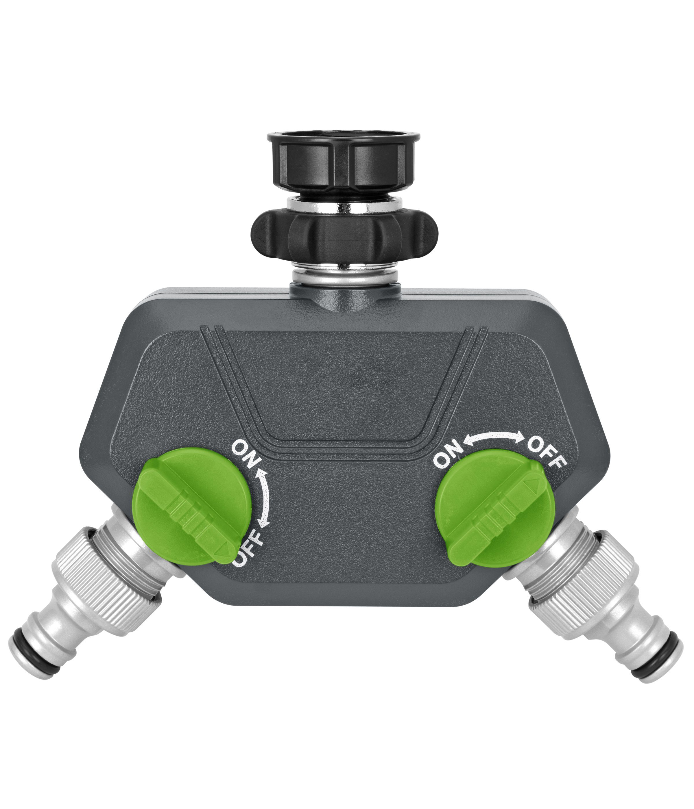 Dehner Regner Zweifach-Verteiler für Gartenschlauch, für alle gängigen Stecksysteme