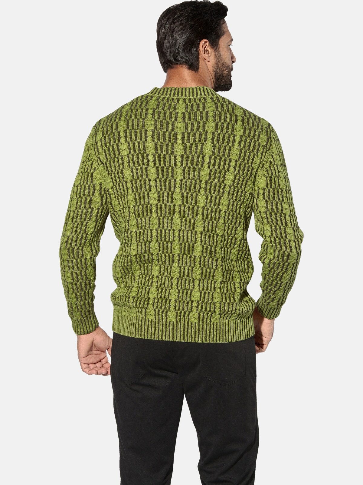 Jan Vanderstorm V-Ausschnitt-Pullover AKSELHEIM aus Strukturstrick
