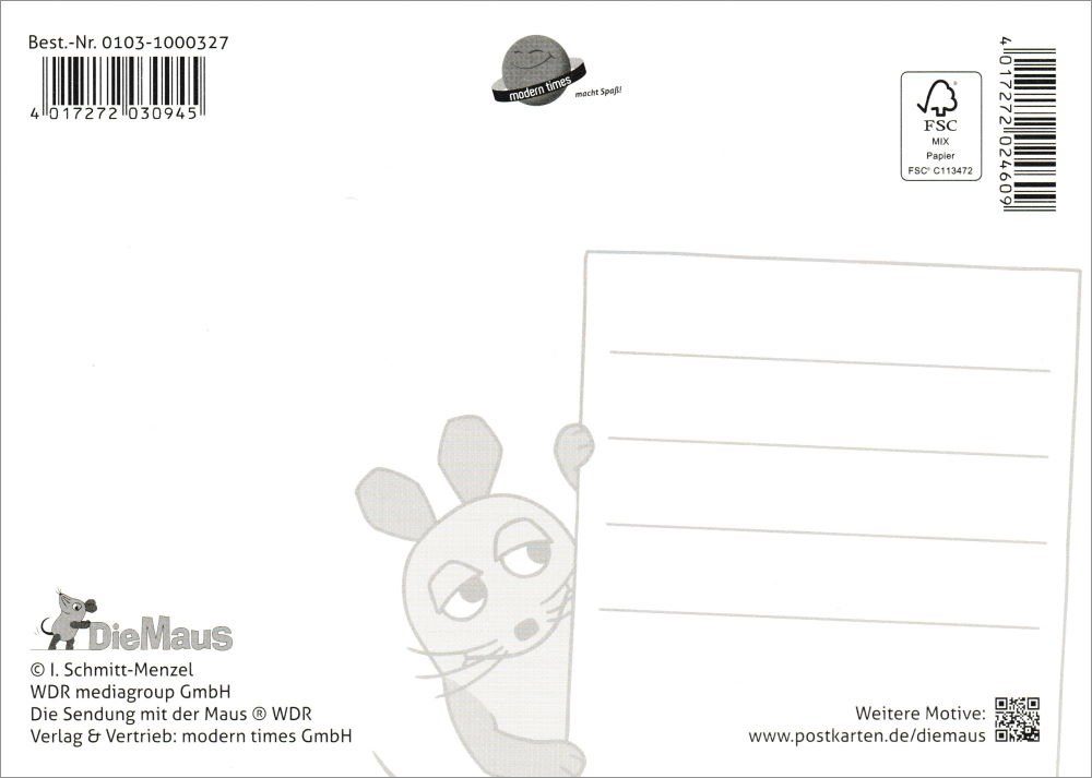 Postkarte "Sendung mit der Maus: Herz bringen"