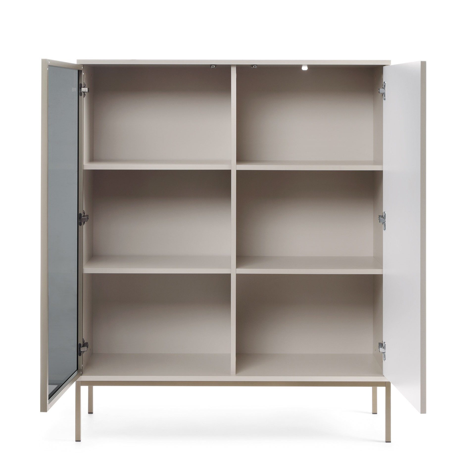 Masseno Glasvitrine SENTIERO 126 x 104 cm Vitrine Vitrinenschrank mit 2 Türen Kaschmir