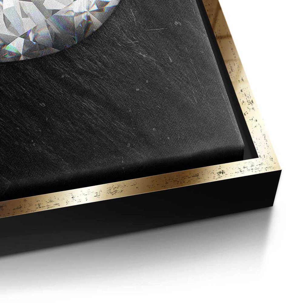 Lippen Leinwandbild - Pop goldener Leinwandbild, Diamant X - Rahmen DOTCOMCANVAS® Art modernes Wandbil - Premium