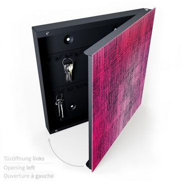Primedeco Schlüsselkasten Magnetpinnwand mit Glasfront Abstrakte pinkige Linien (1 St)