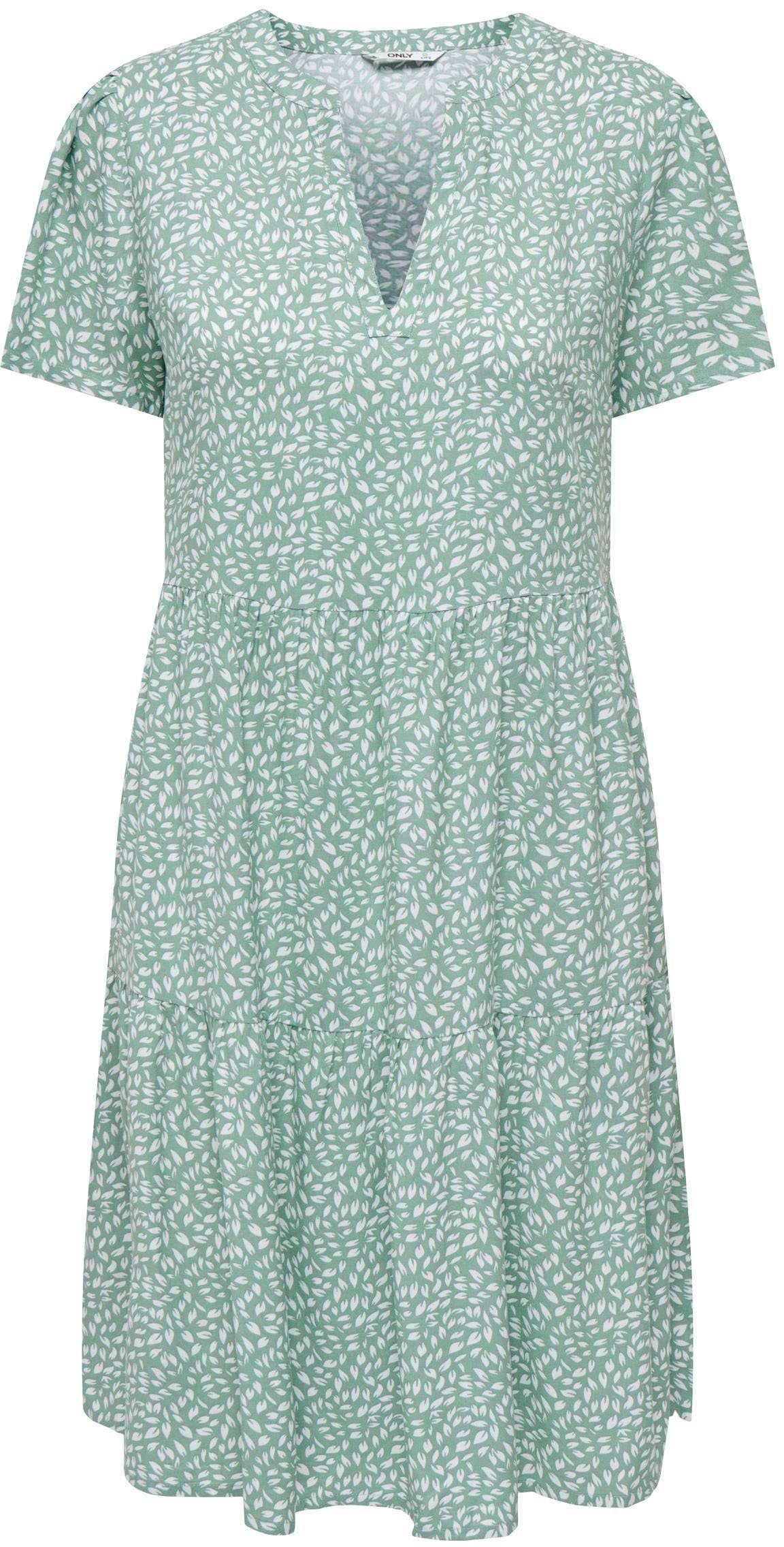 ONLY Sommerkleid ONLZALLY LIFE NOOS AOP:White THEA PTM DRESS leafs Green S/S Chinois