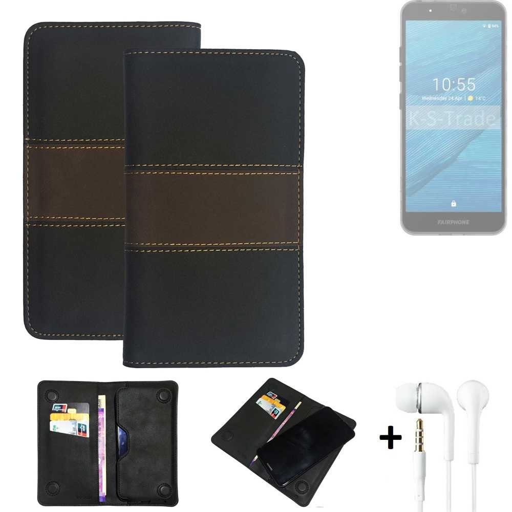 K-S-Trade Handyhülle für Fairphone Fairphone 3, Handyhülle + Kopfhörer 3 Schutzhülle Walletcase Bookstyle Tasche