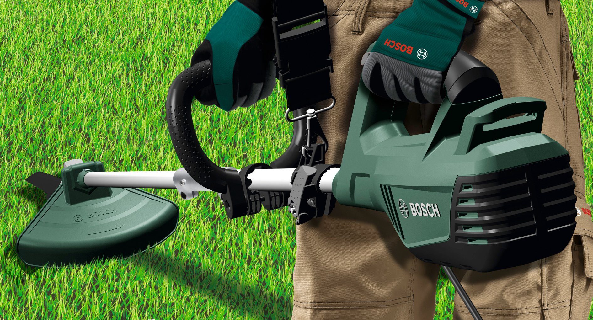 Bosch Home & Garden Elektro-Motorsense AFS 23-37, 37 cm Arbeitsbreite Faden, mit 3-Zahn-Messer und Doppel-Fadenspule – Bild 4 von 5