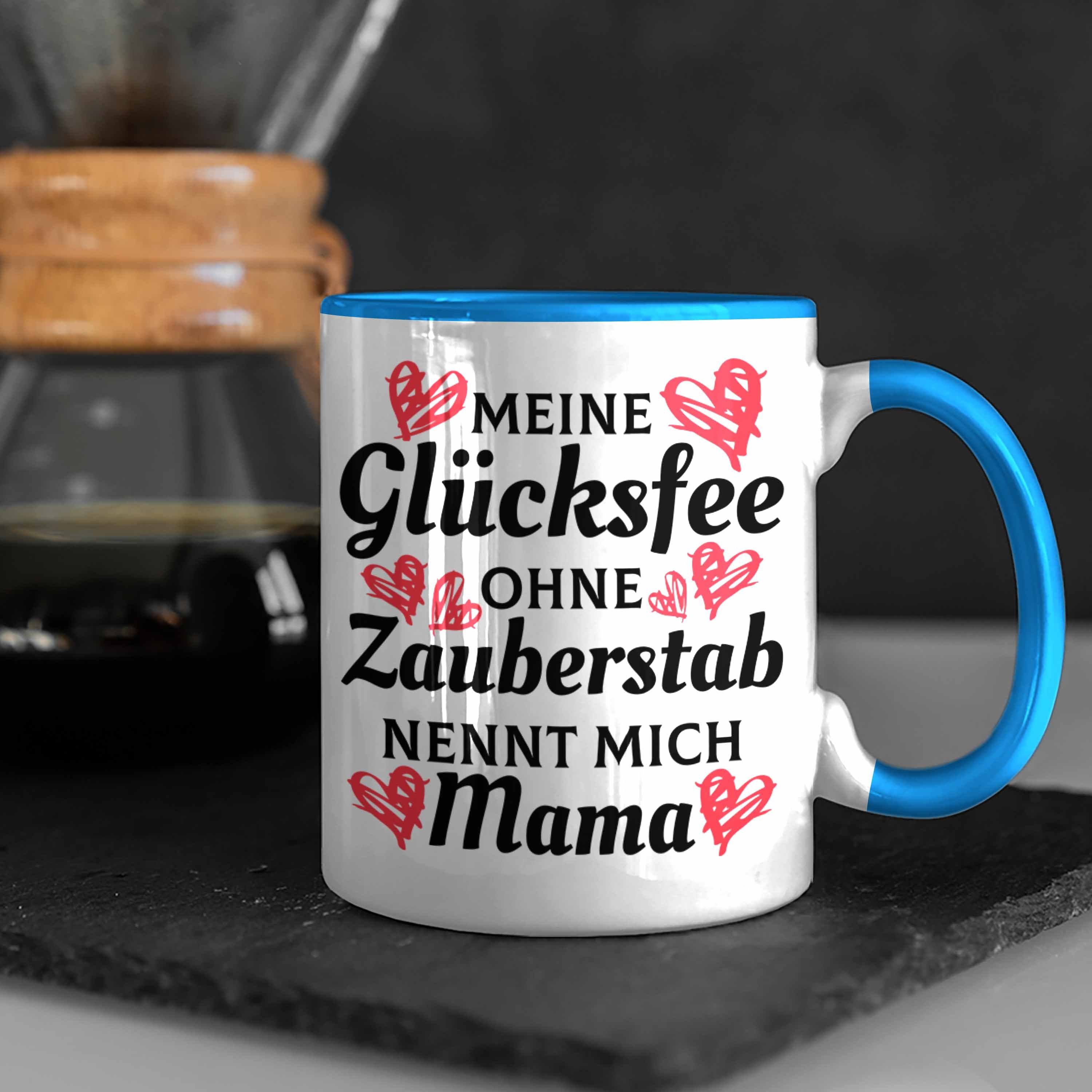 Trendation Tasse - Tochter Mama Spruch Muttertag Geschenk Trendation Kaffeetasse Spruch Tasse Mutter Sohn von Blau mit