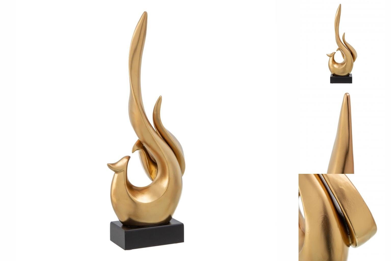 Bigbuy Dekoobjekt Statue Gold Deko-Figur Feuer Flamme 16 x 9 x 43 cm