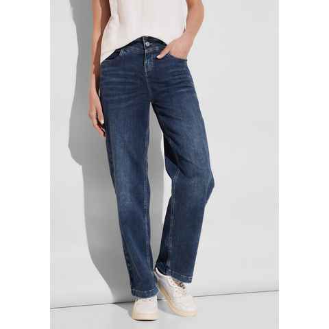 STREET ONE Weite Jeans in blauer Waschung