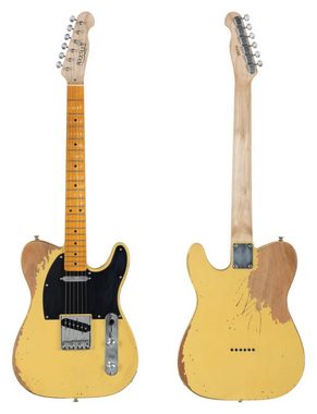Rocktile E-Gitarre Vinstage TL-HMBB Vintage Blonde - Relic-Gitarre in Aged-Style, 2x Single Coil Pickup