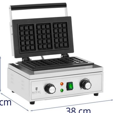 Royal Catering Waffeleisen Waffeleisen - 3 belgische Waffeln 1500W 50-300°C 0-5min Timer, 1500 W