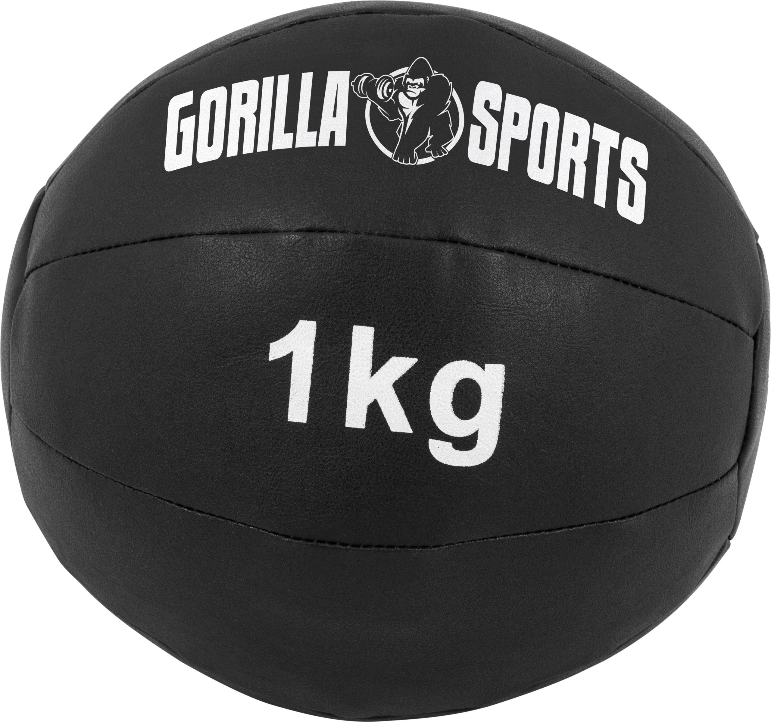 GORILLA SPORTS Medizinball Einzeln/Set, 29cm, Gewichtsball Leder, Trainingsball, 6 kg Fitnessball, Set aus