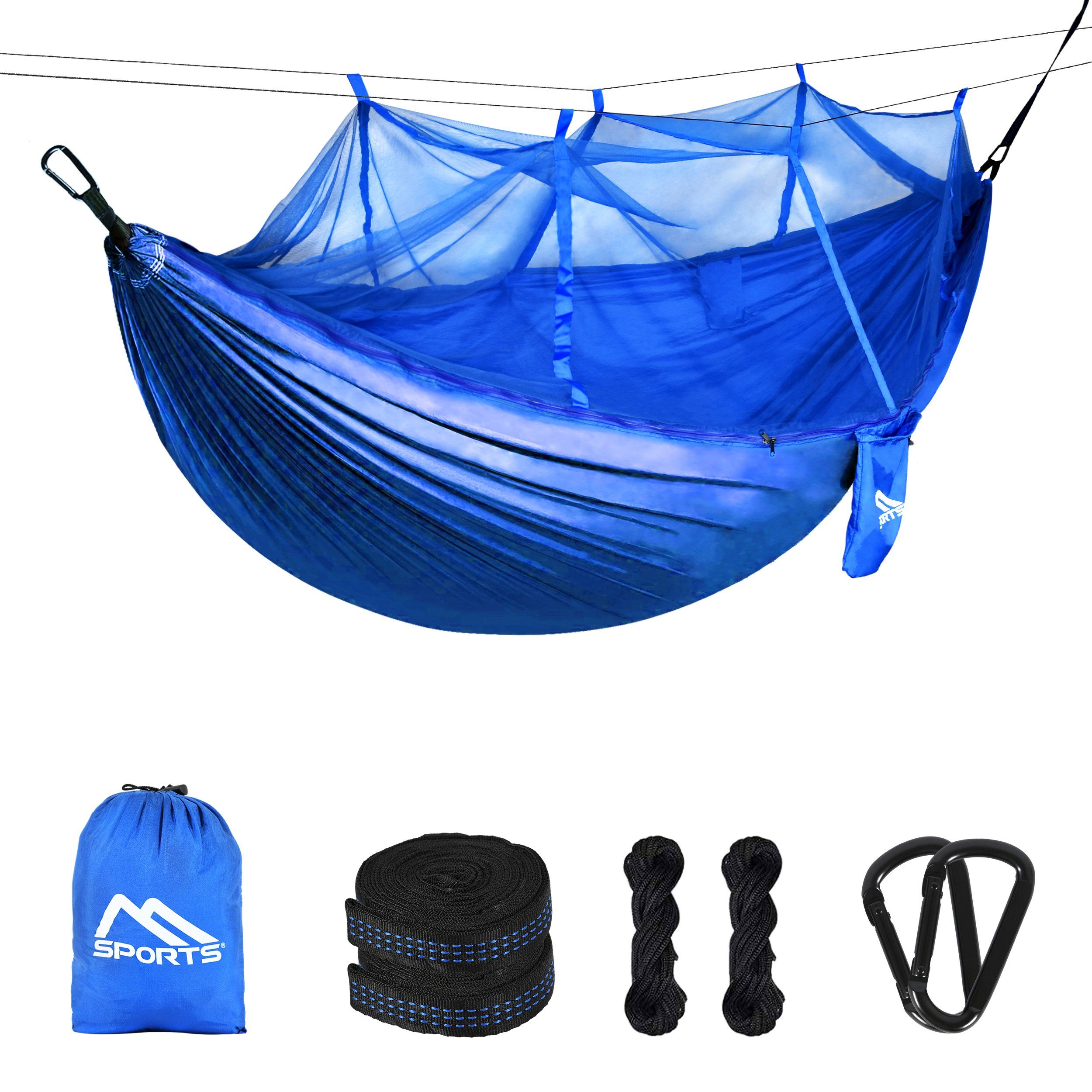 Hängematte MSports® extra Königsblau Hängematte mit Camping MSports Moskitonetz für leicht Outdoor Sonnenliege