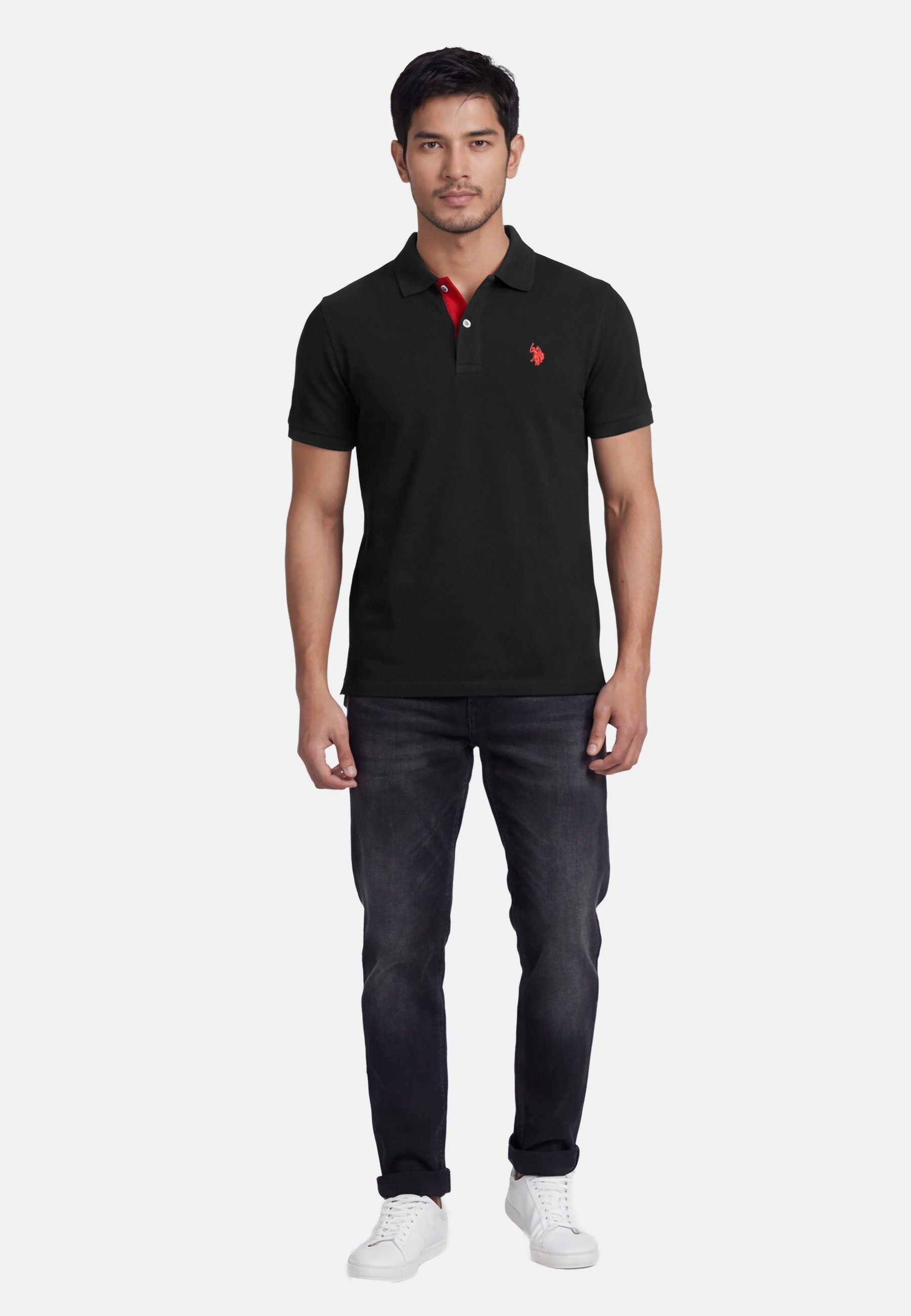 U.S. Polo Assn. Poloshirt USRyyan Piqué Shirt aus Baumwolle Poloshirt mit Knopfleiste und Logostickerei