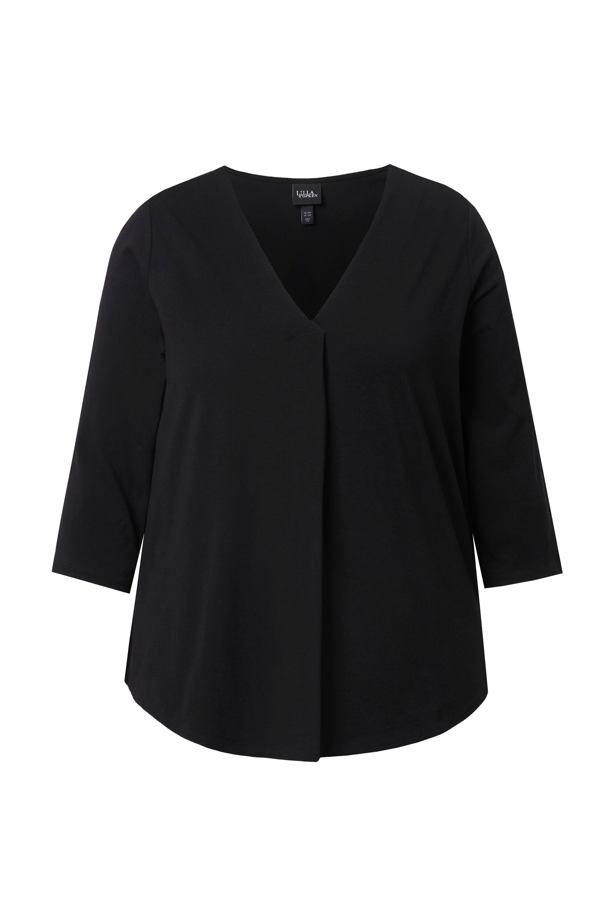 Ulla Popken T-Shirt Shirt Zierfalte A-Linie V-Ausschnitt 3/4-Arm günstig online kaufen
