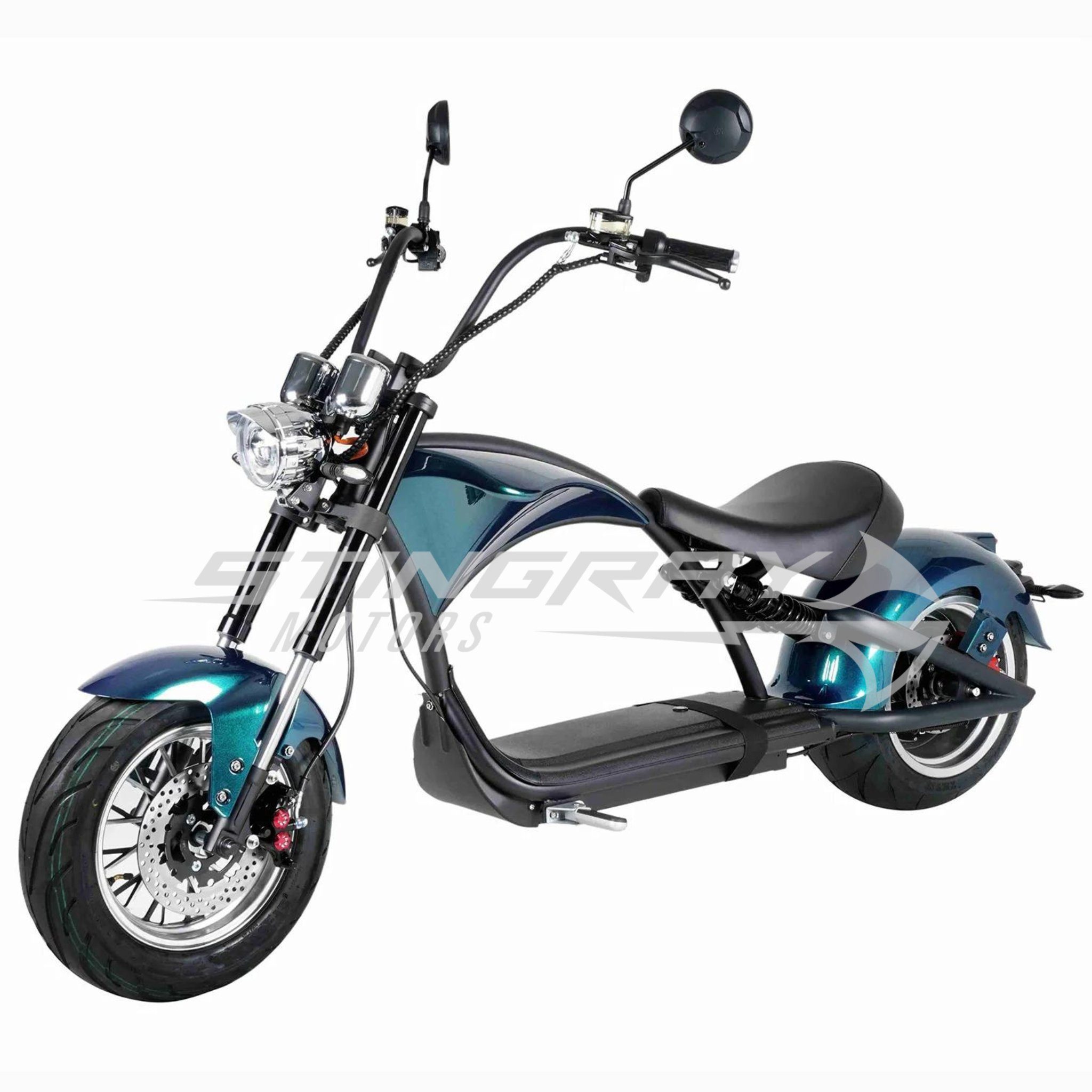 Stingray Motors E-Motorroller Elektroroller Harley 50 km/h, 3kw, 30Ah / E-Chopper M1P, 3000,00 W, 45 km/h Titanblau