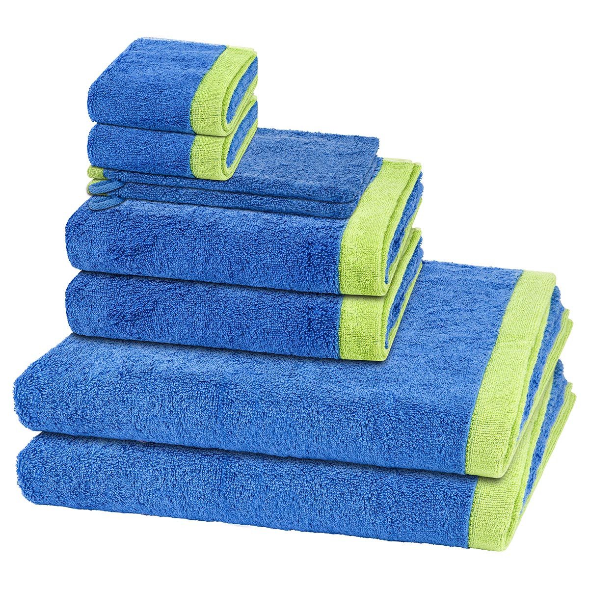 Cawö Handtuch Set Lifestyle Splash, Walkfrottee (Spar-Set, 8-St), 2 X Wasch- 2 X Gäste- 2 X Dusch- 2 X Handtuch im Set - Baumwolle