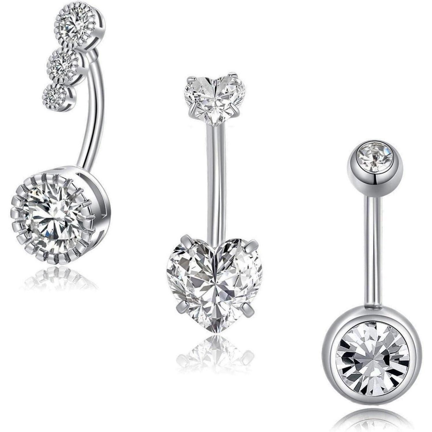 Bauchnabelpiercing 3er Bauchnabelpiercing Set Chirurgenstahl Silber Gold 6-16mm