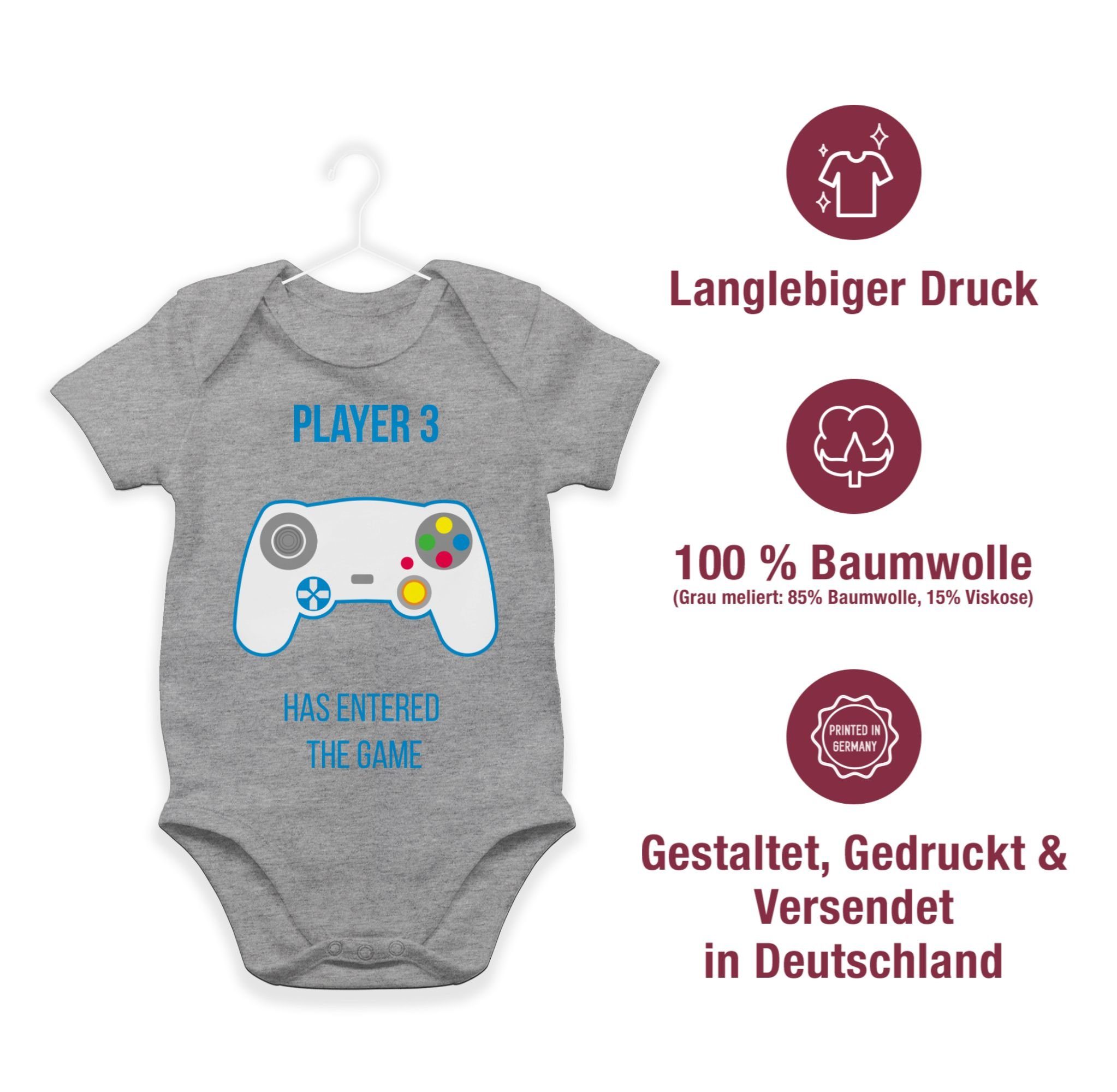 3 Baby weiß game Shirtracer Player Shirtbody Controller the Aktuelle Grau 3 meliert has Trends entered