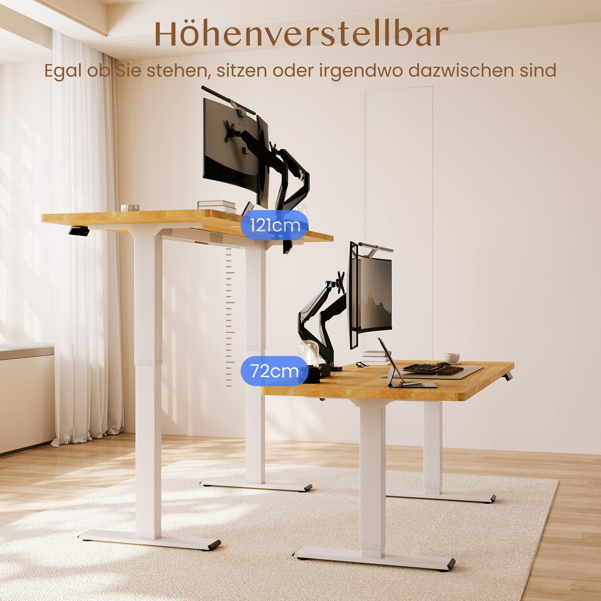 FLEXISPOT Schreibtisch Sitz-Steh-Tisch mit Memory-Funktionen (110X54/140X70/ 160X70/ 180X80/ 200X80 CM), Dual-Motor, 4 Speicherplätze, Anti-Kollisionssystem